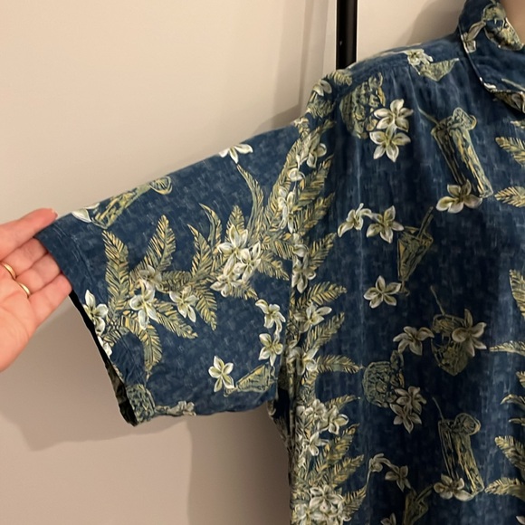 Kahala Hawaiian Islands Floral Shirt Blue Green Rayon Button Men Size XL - Picture 3 of 6
